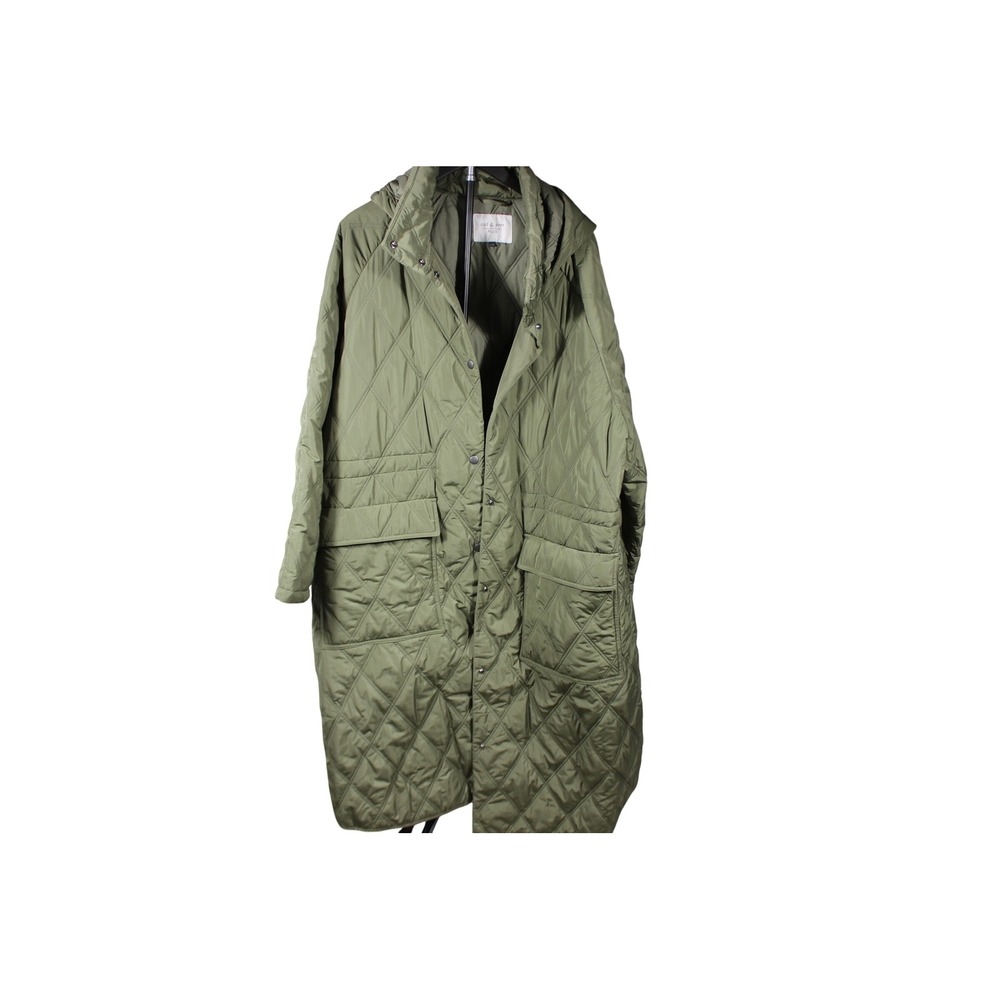 Cut & Pret Plus Jeanette Plus Quilted Longline Parka Hooded Olive Green Coat 52